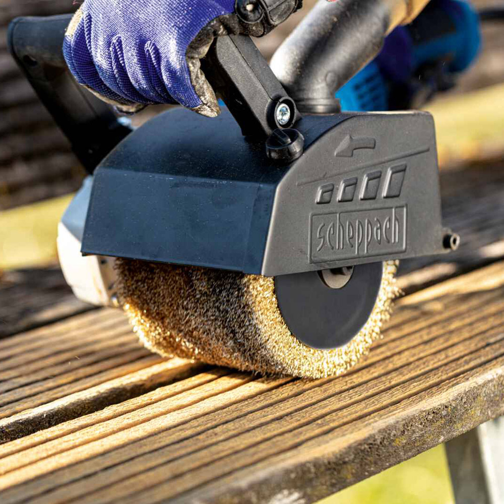 Scheppach MRS1300 Heavy-Duty Rust Removal and Surface Cleaning Metal Wire Brush 120 x 100mm Image 2