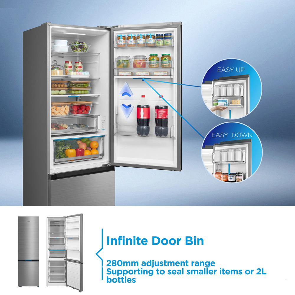 Midea MDRB600MIC46P Inox Total No Frost 442L Combi Fridge Freezer Image 7