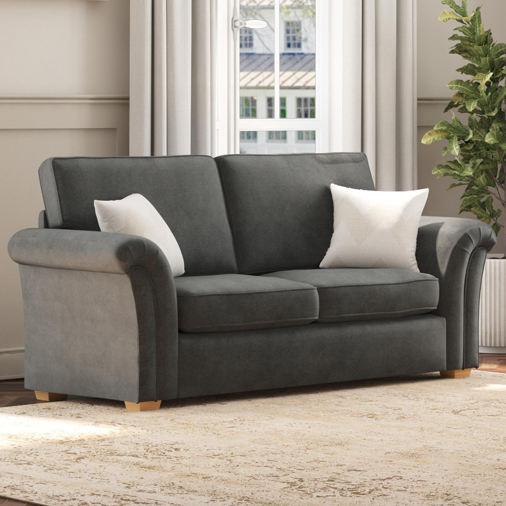 Castleacre 5 Seater Steel Plush Velvet Fixed Back Sofa Set Image 4