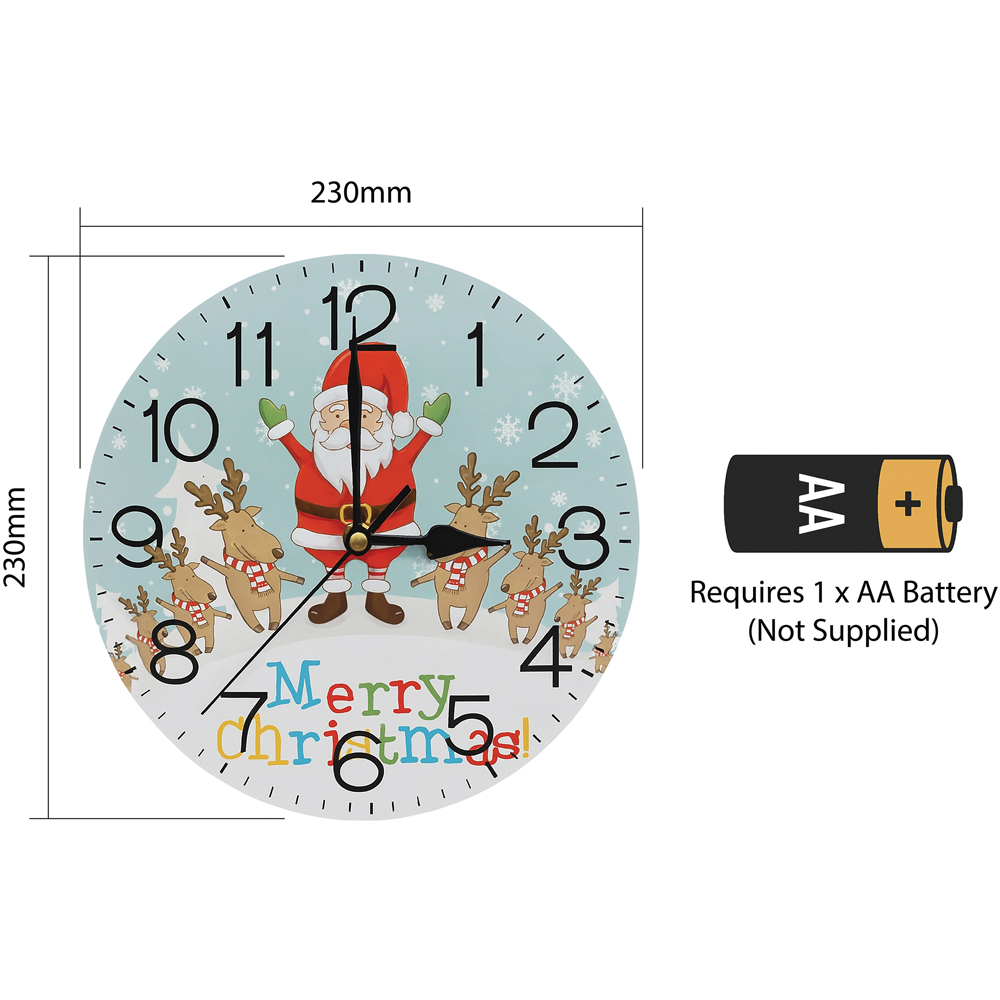 Xmas Haus Festive Santa and Reindeer Christmas Clock Image 6