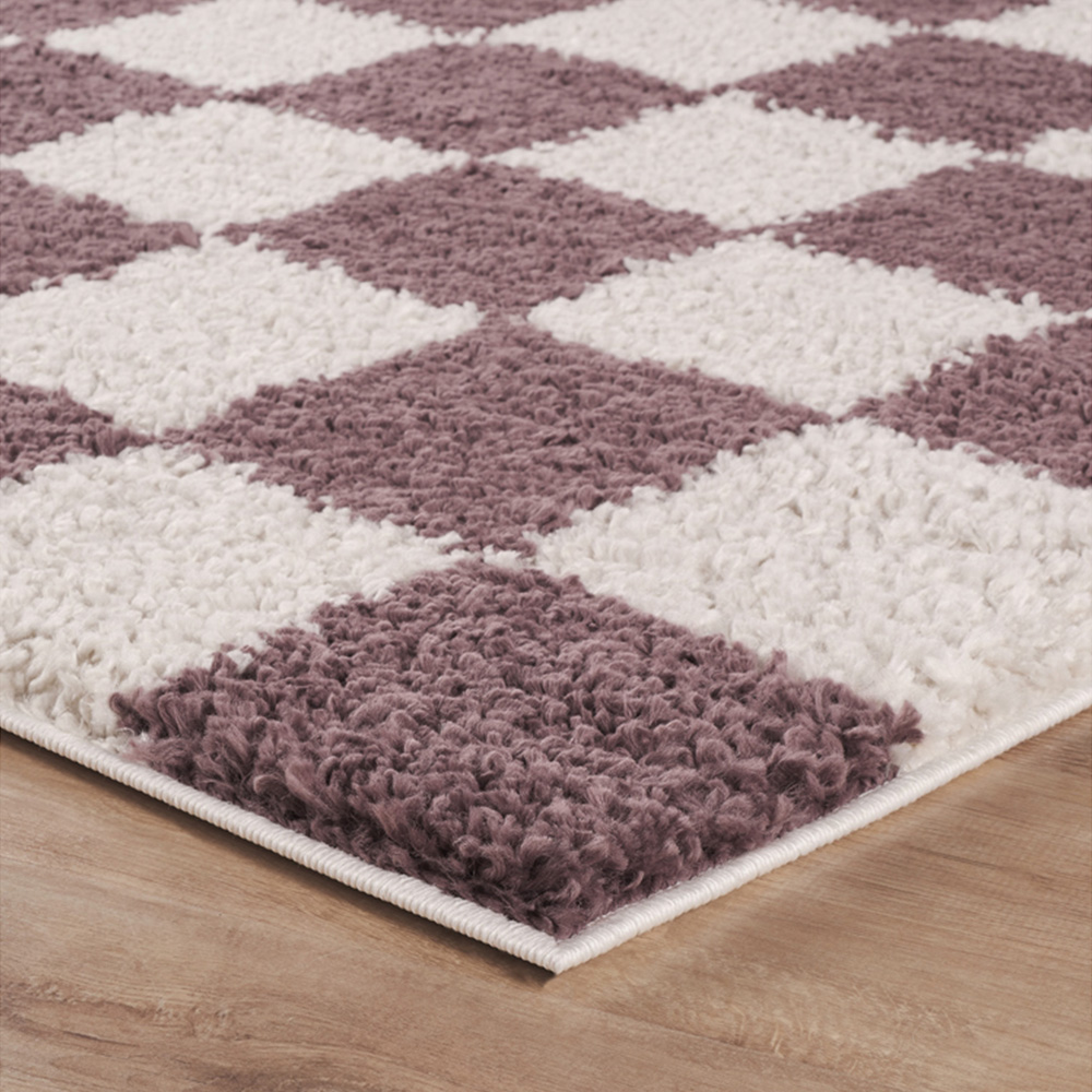 Desire Rugs Chester Lilac Shaggy Checkered Rug 120 x 170cm Image 3