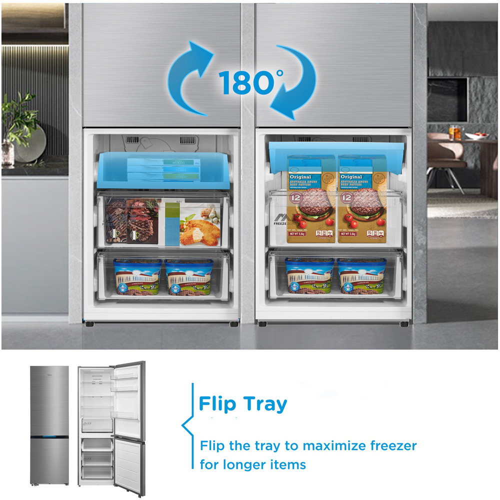 Midea MDRB548MIC46 Inox Total No Frost 401L Combi Fridge Freezer Image 6