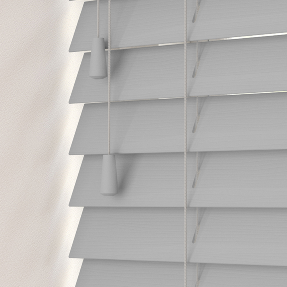 Caecus Faux Wood String Venetian Blind Light Grey 165 x 120cm Image 1