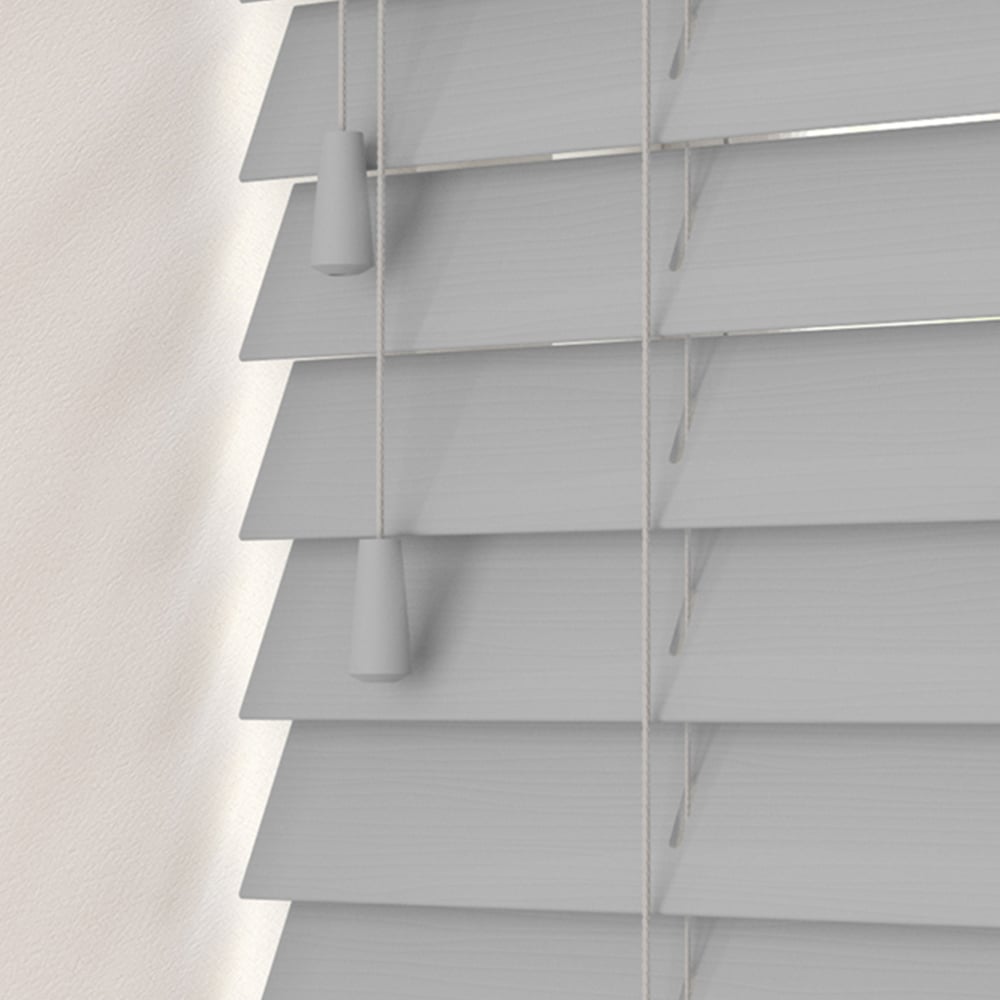 Caecus Faux Wood String Venetian Blind Light Grey 90 x 200cm Image 1