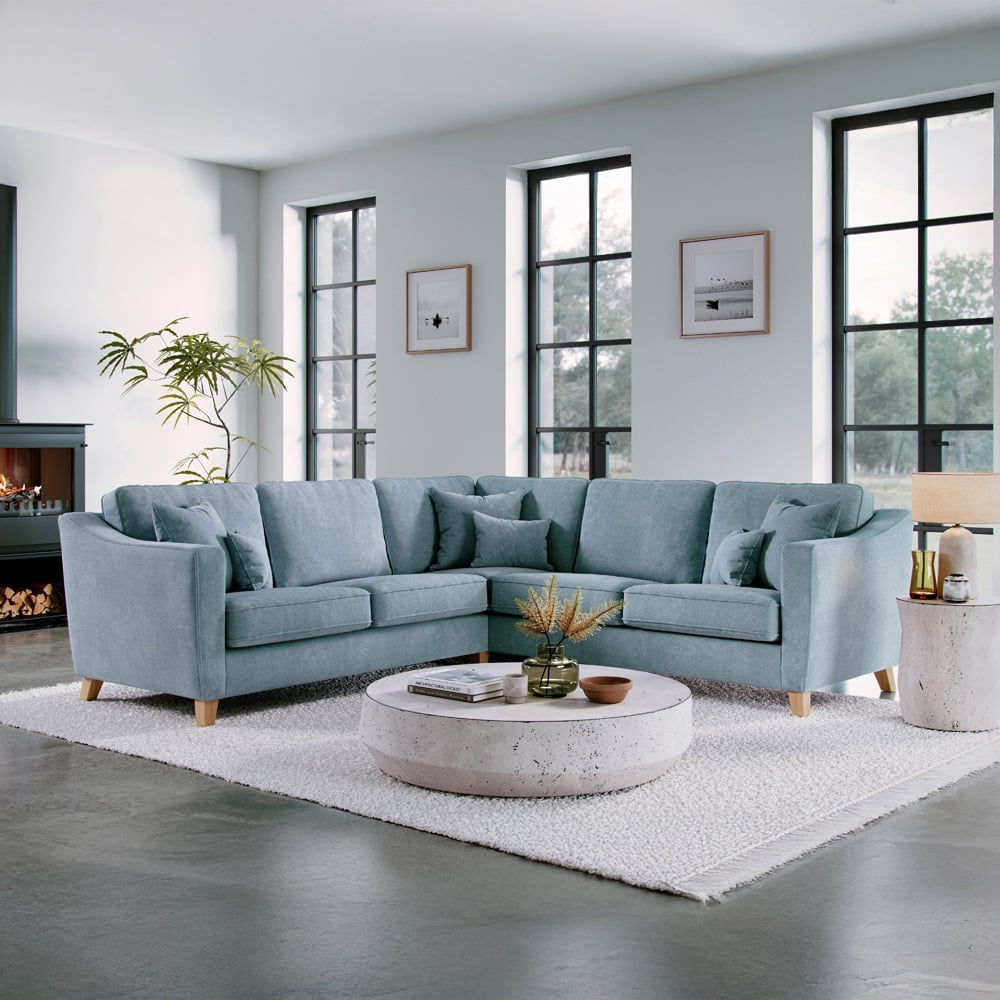 Marlon 4 Seater City Fine Blue Corner Sofa Image 3