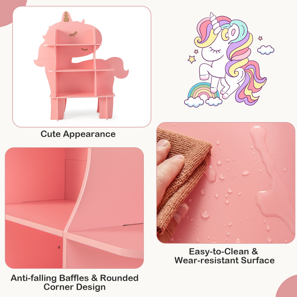 Costway Pink Kids Toy Bookshelf Image 7