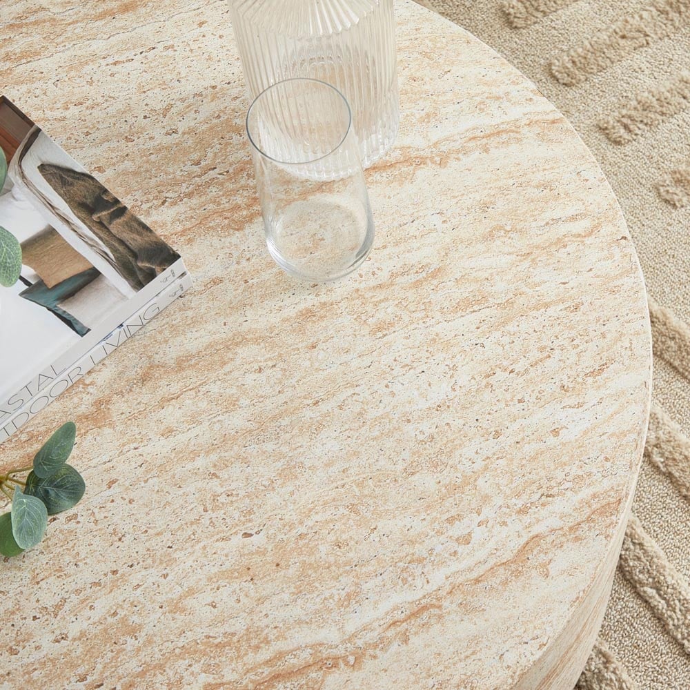 Desser Pisa Travertine Effect Round Coffee Table Image 5