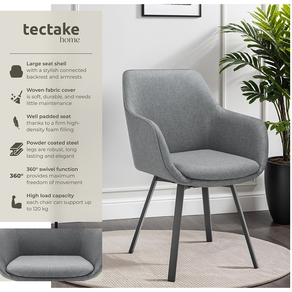 tectake Alicon Set of 6 Anthracite Dining Chair Image 6