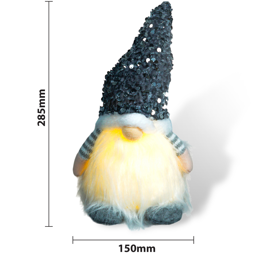 Xmas Haus Silver Sparkly Light Up Festive Gonk Decoration Image 6