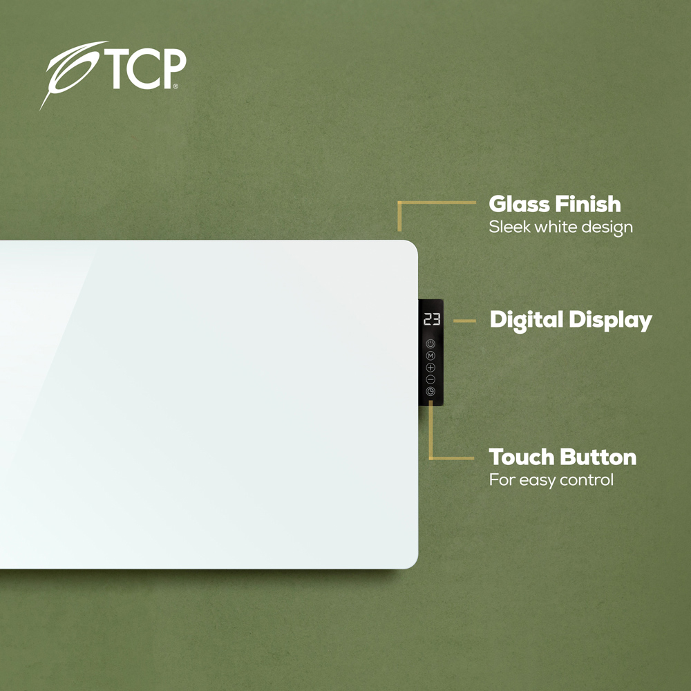 TCP White Glass Heater with Side Control Panel 2000W Image 5
