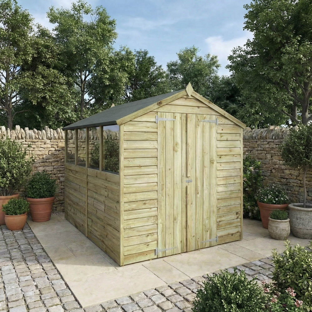 Mercia 8 x 6ft Double Door Overlap Apex Shed Image 2