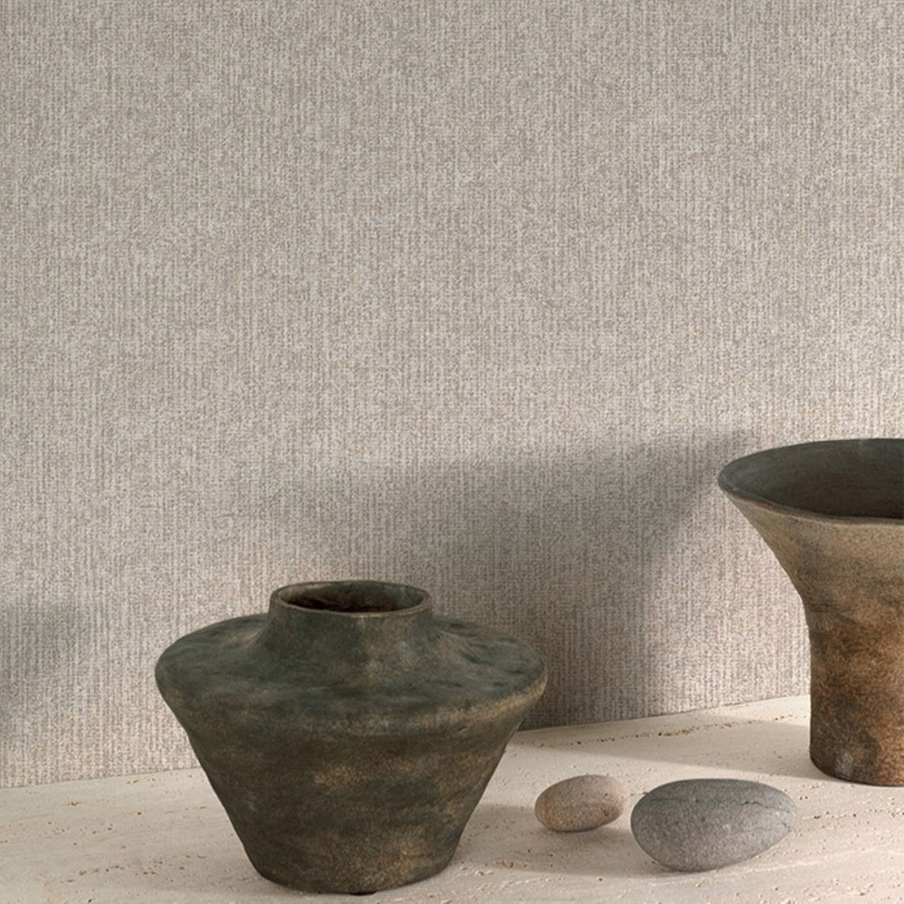 Grandeco Blown Vinyl Marlon Tweed Textured Natural Wallpaper Image 2