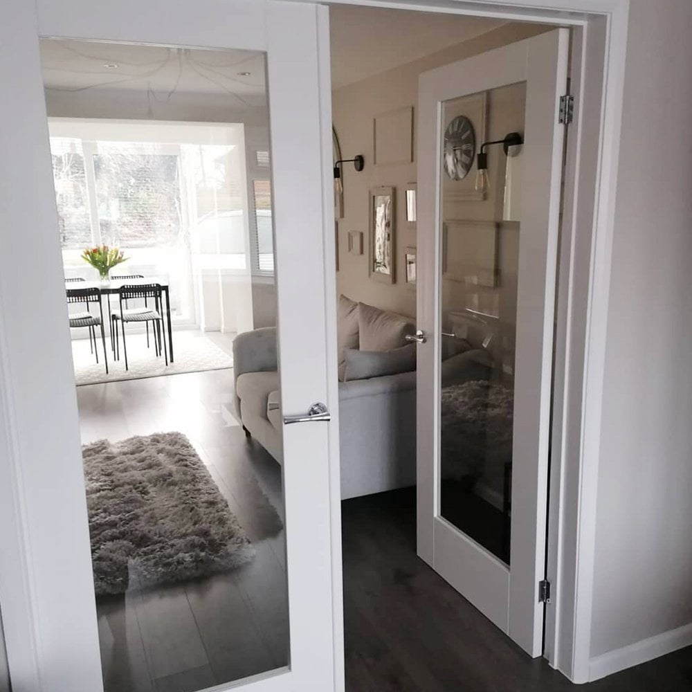 White Primed Pattern 10 1 Light Clear Glass Internal Door 2040 x 926mm Image 2