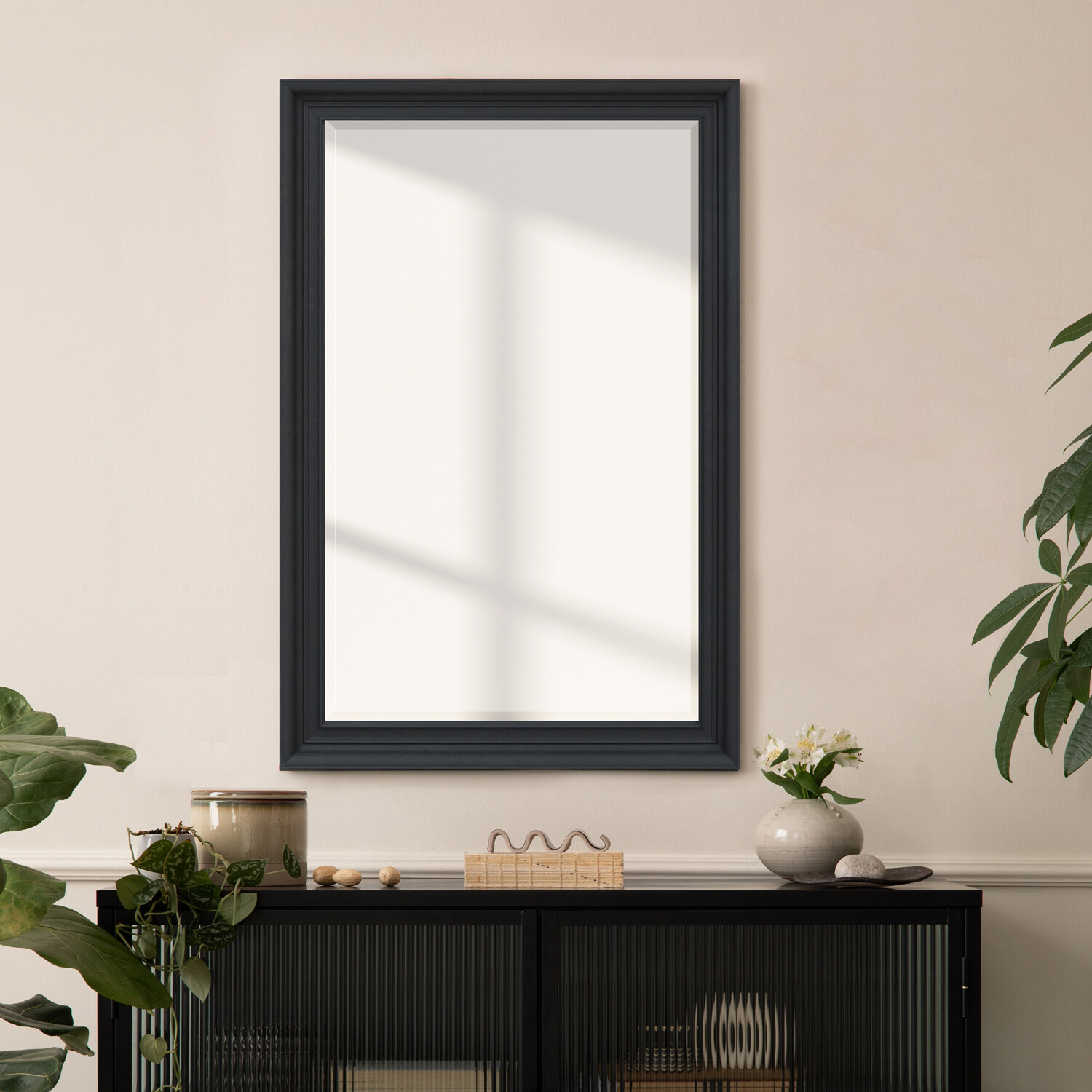 Malvern Bevelled Mirror Black Image 5