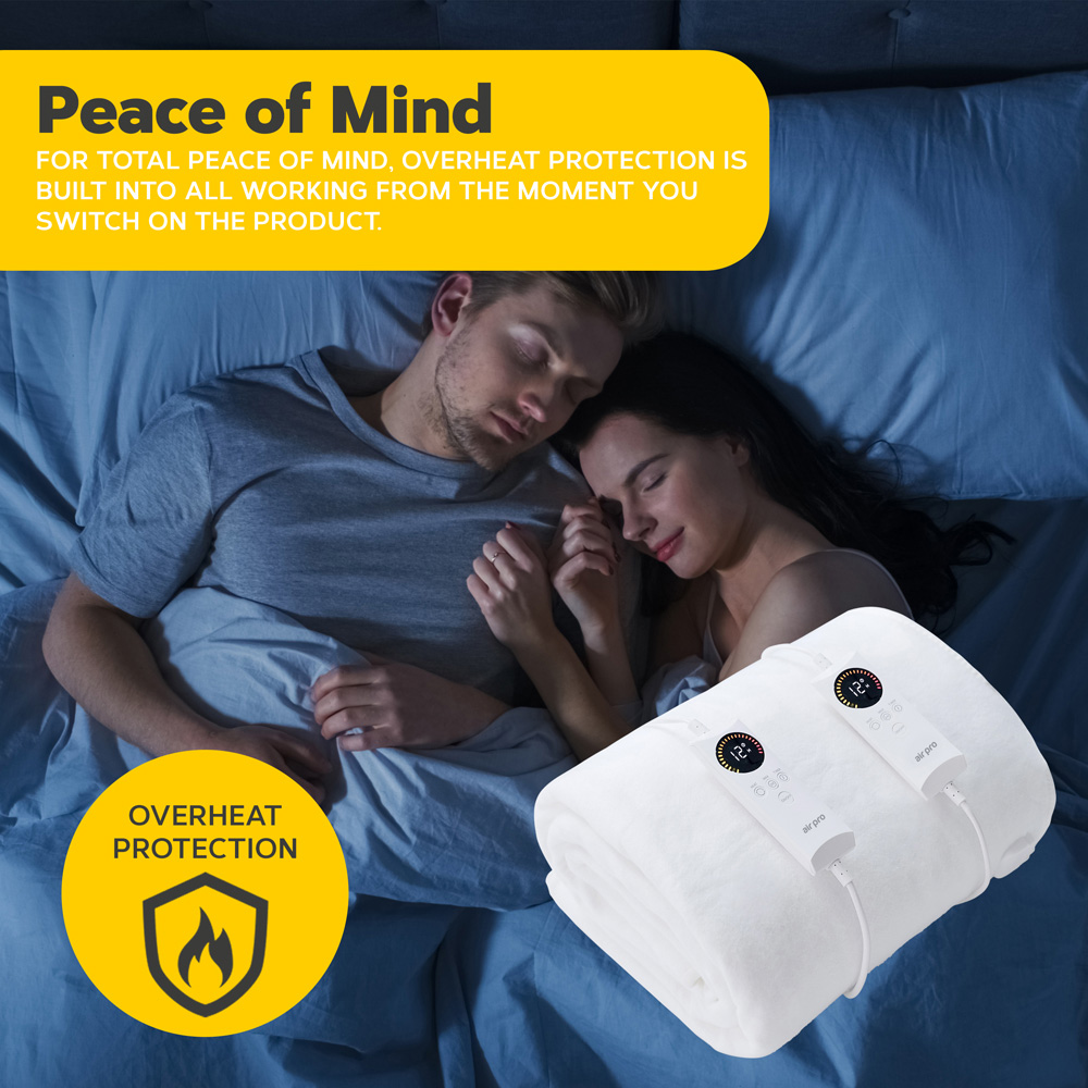Air Pro White Double Fleece Heated Electric Blanket with Controller Image 9