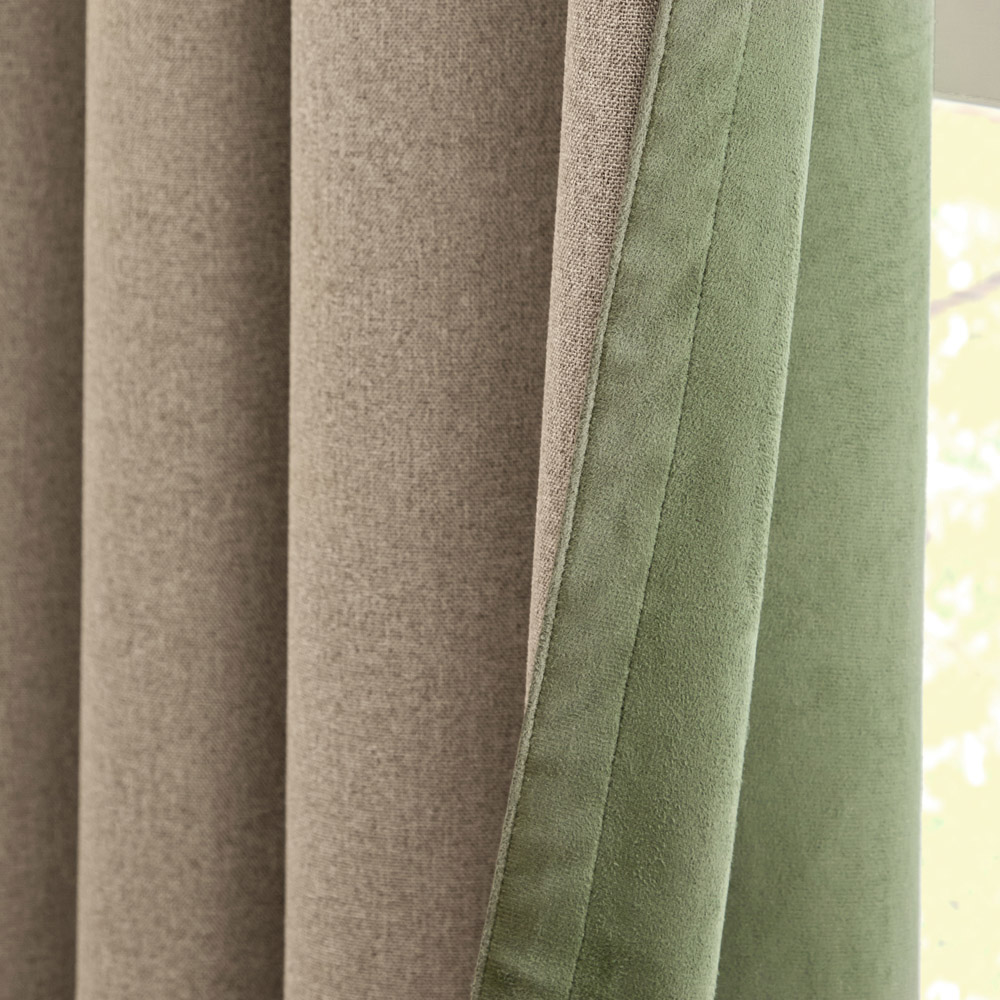 Furn Verso Green Reversible Suede-Look Blackout Eyelet Curtains 229 x 229cm Image 3