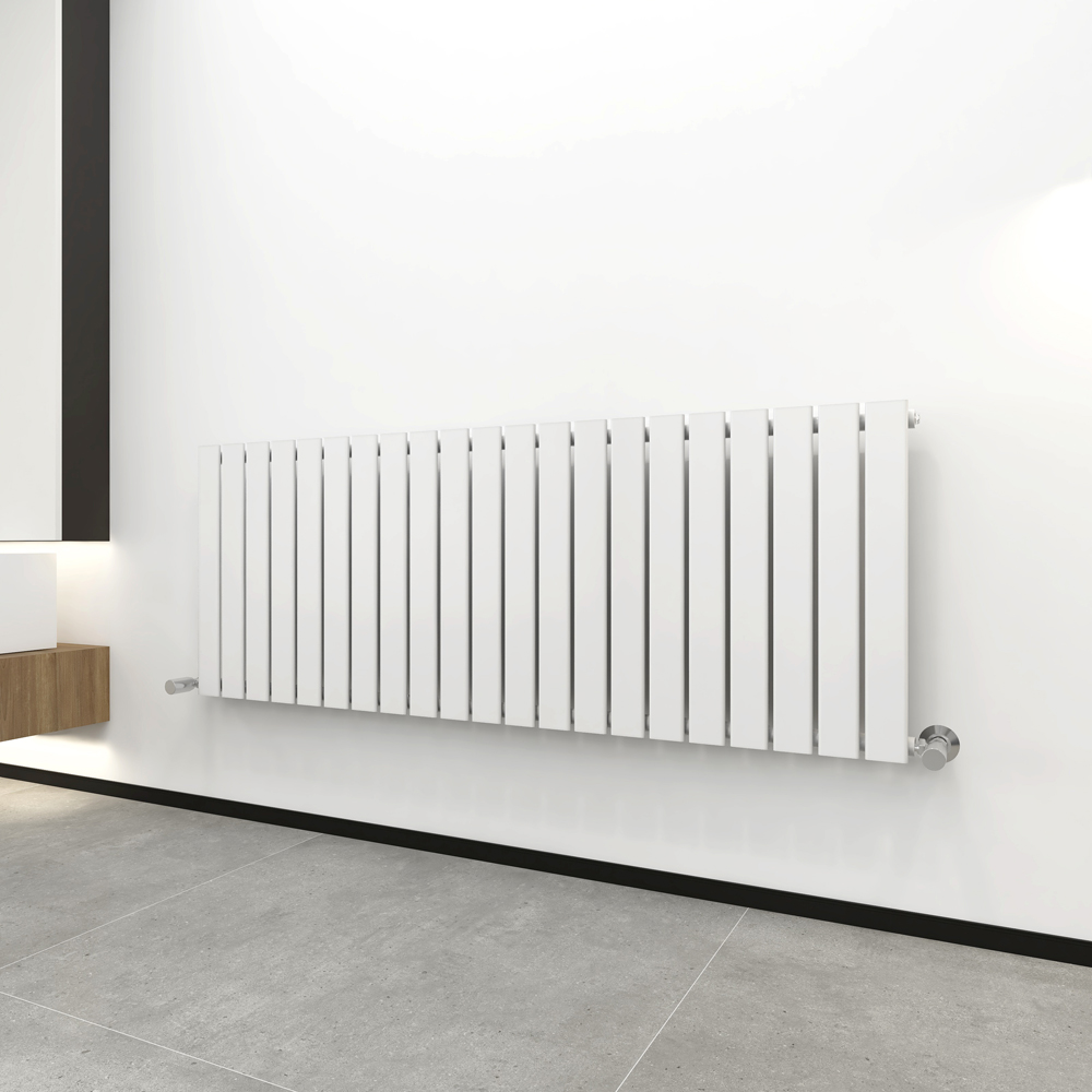 White 4485 BTU Single Flat Panel Vertical Column Radiator 600 x 1428mm Image 2