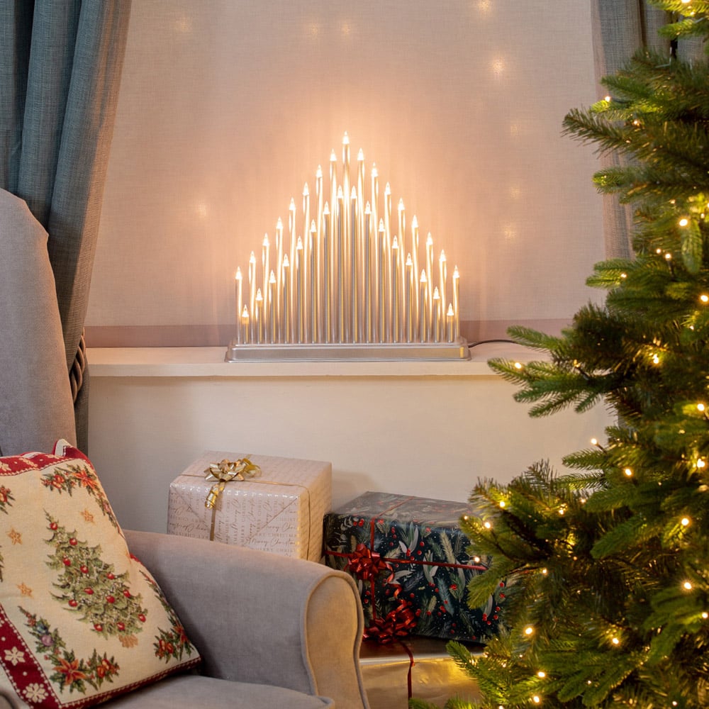 The Christmas Workshop Silver 33 White Fairy Light Candle Bridge Light Image 6