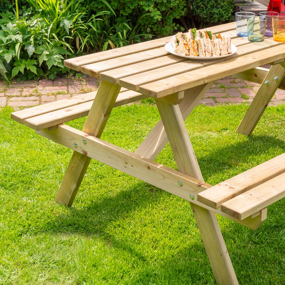 Rowlinson Traditional 6 Seater Picnic Table 1.5m Image 3