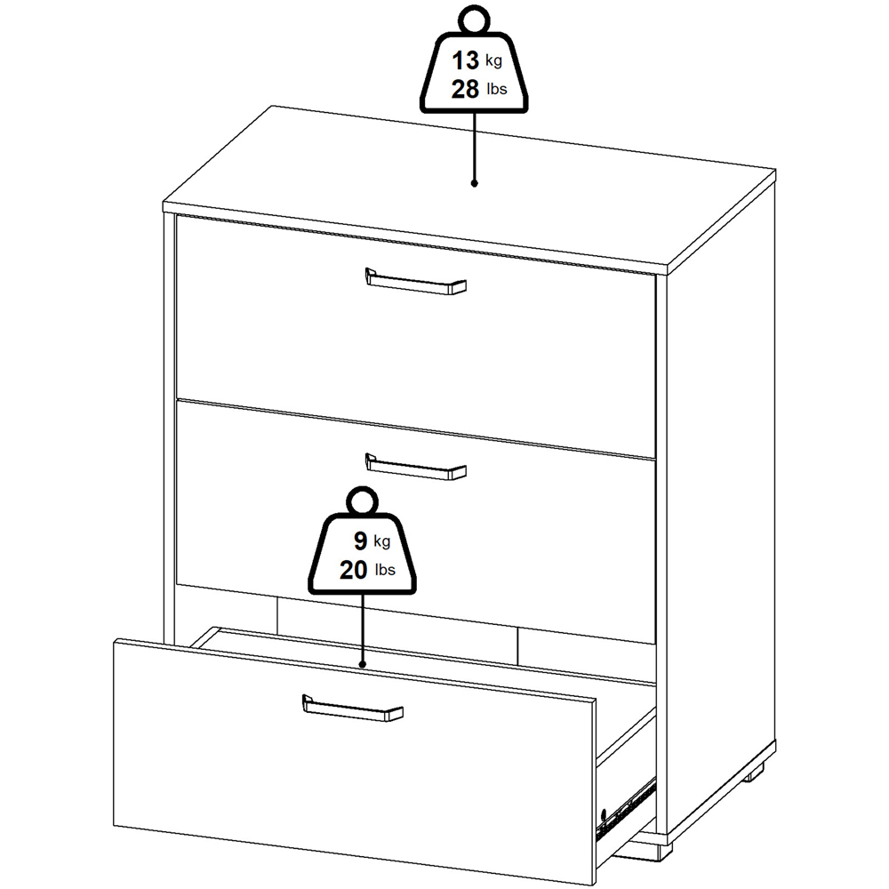 Florence Sofia 3 Drawer White Chest of Drawers Image 9