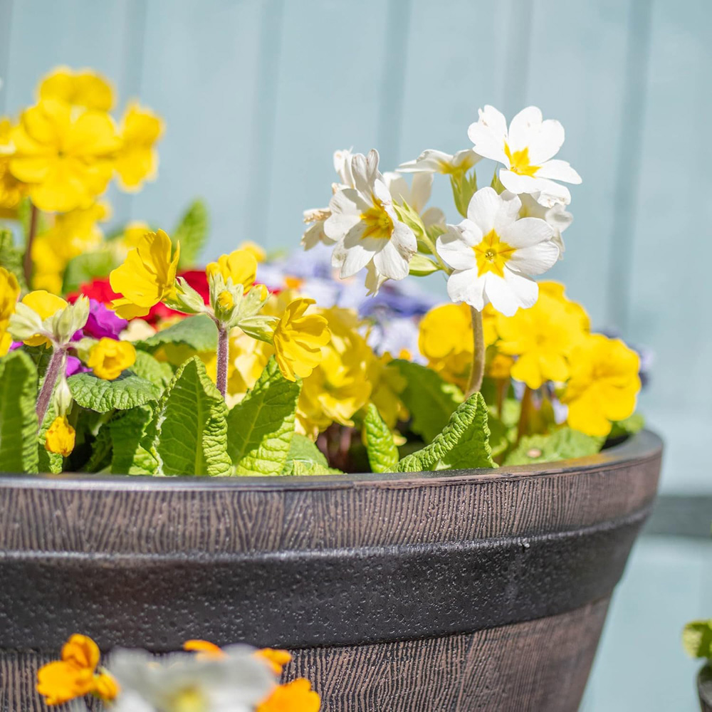 Garden Gear Medium Wooden Barrel Effect Planter Image 3