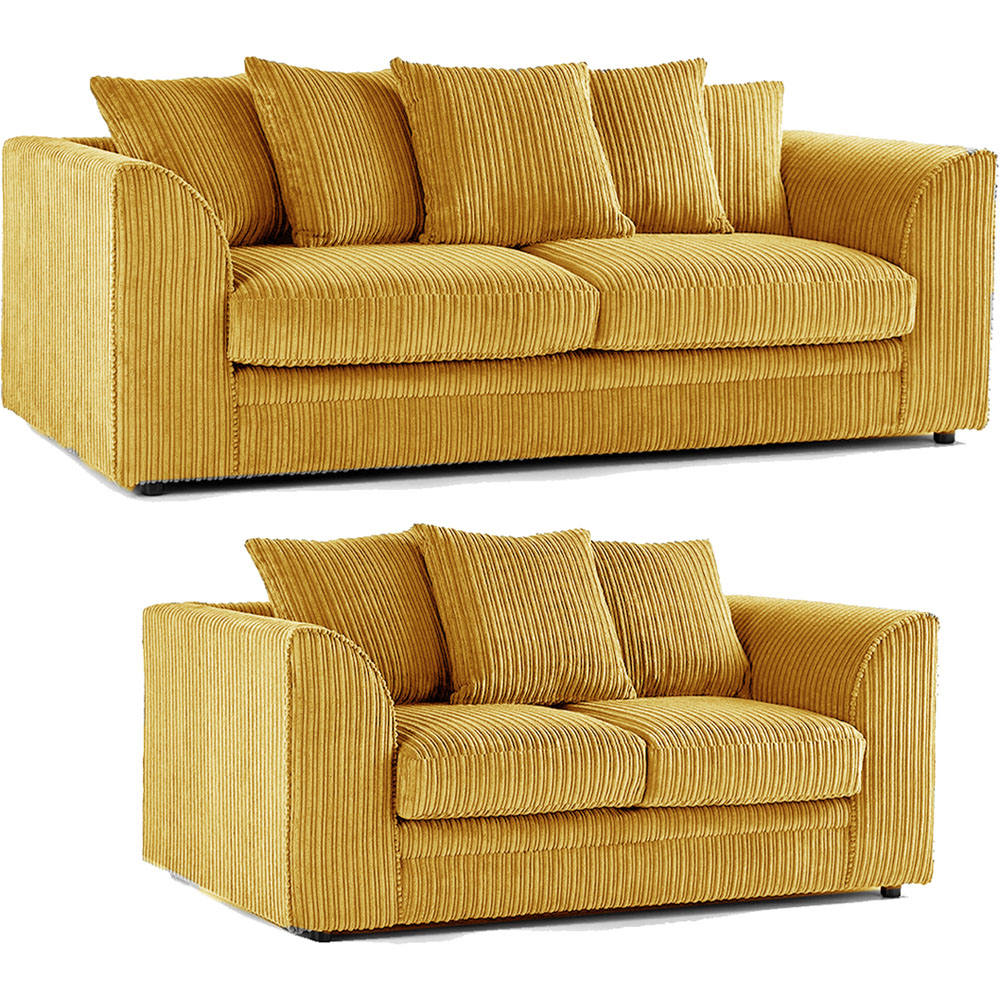 Luxor 5 Seater Mustard Jumbo Cord Scatter Back Sofa Set Image 2