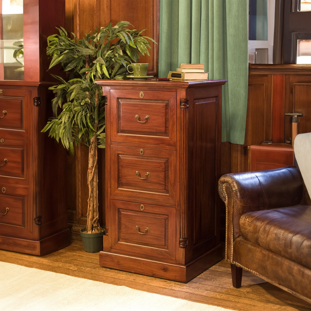 Baumhaus La Roque 3 Drawer Mahogany Filing Cabinet Image 2