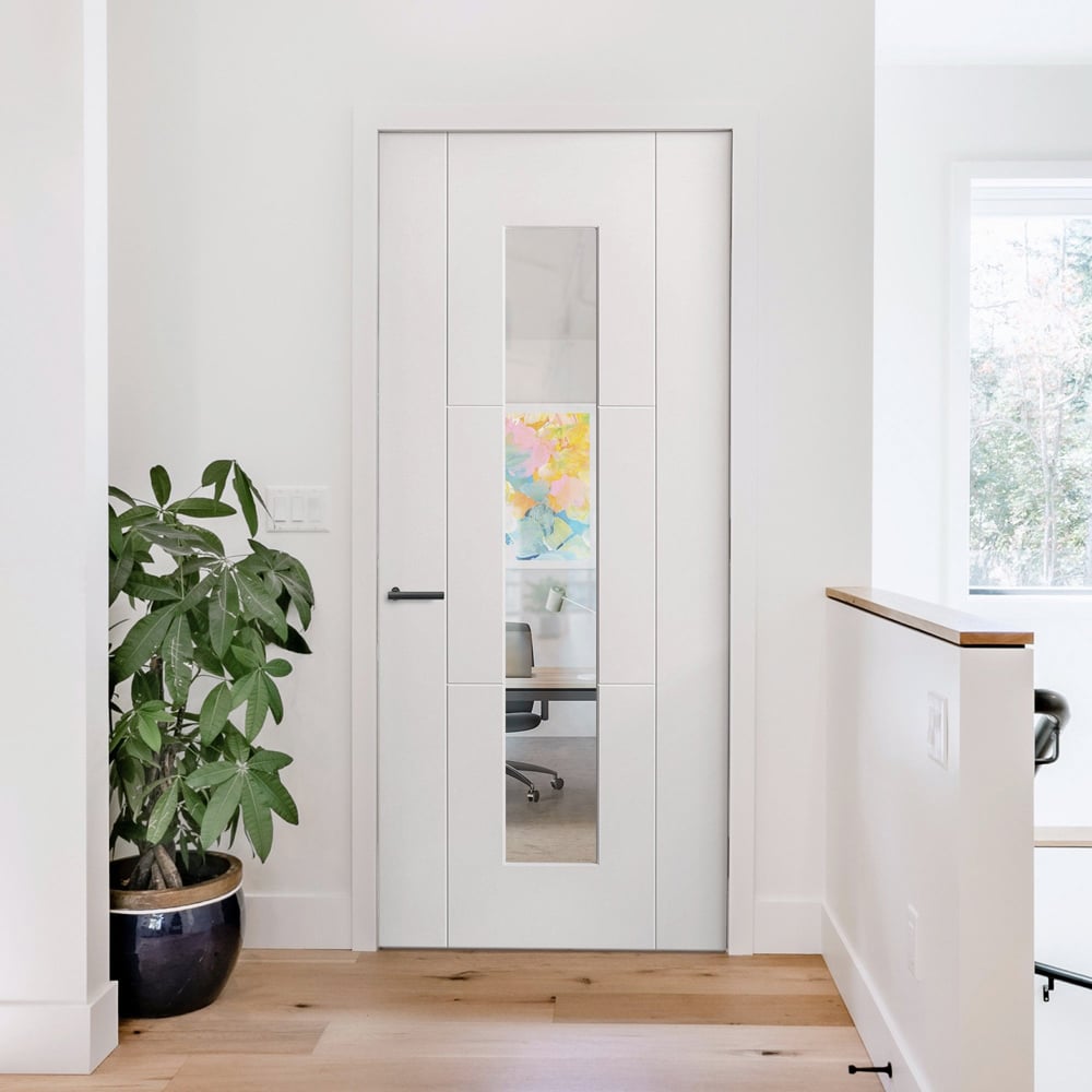 Trent White Primed 3 Panel 1 Light Clear Glass Internal Door 1981 x 686 x 35mm Image 2