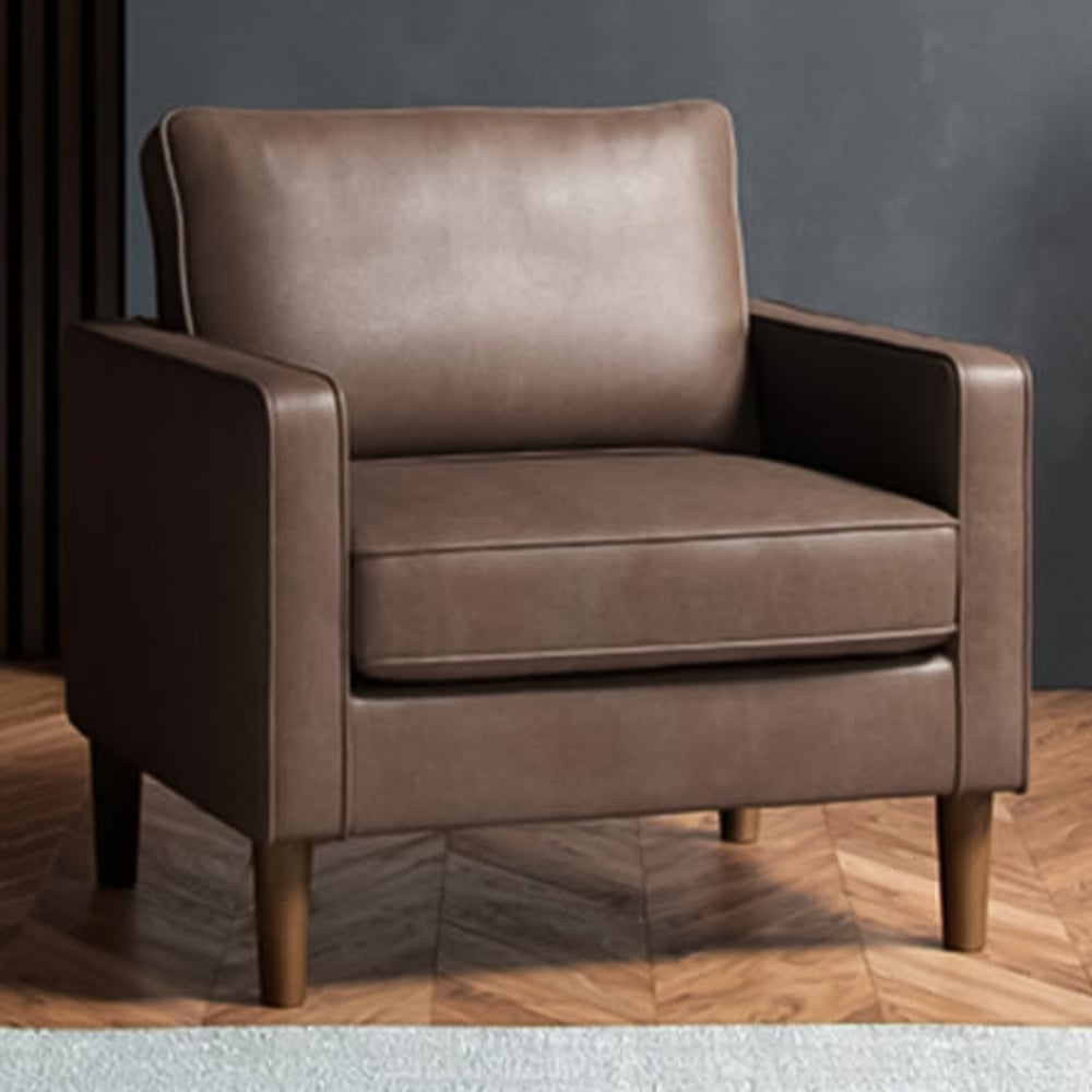 Regan Brown Faux Leather Armchair Image 1