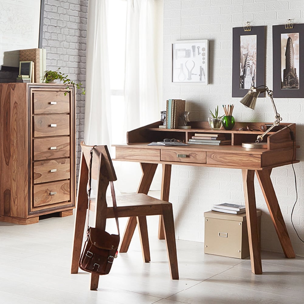 Brooklyn Hana Single Drawer 3 Shelf Sheesham Study Desk Set of 2 Image 5