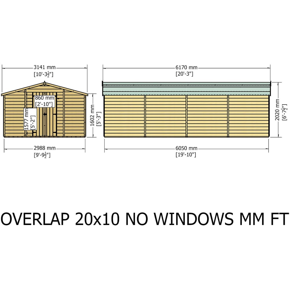 Shire 10 x 20ft Double Door Overlap Apex Wooden Shed Image 7