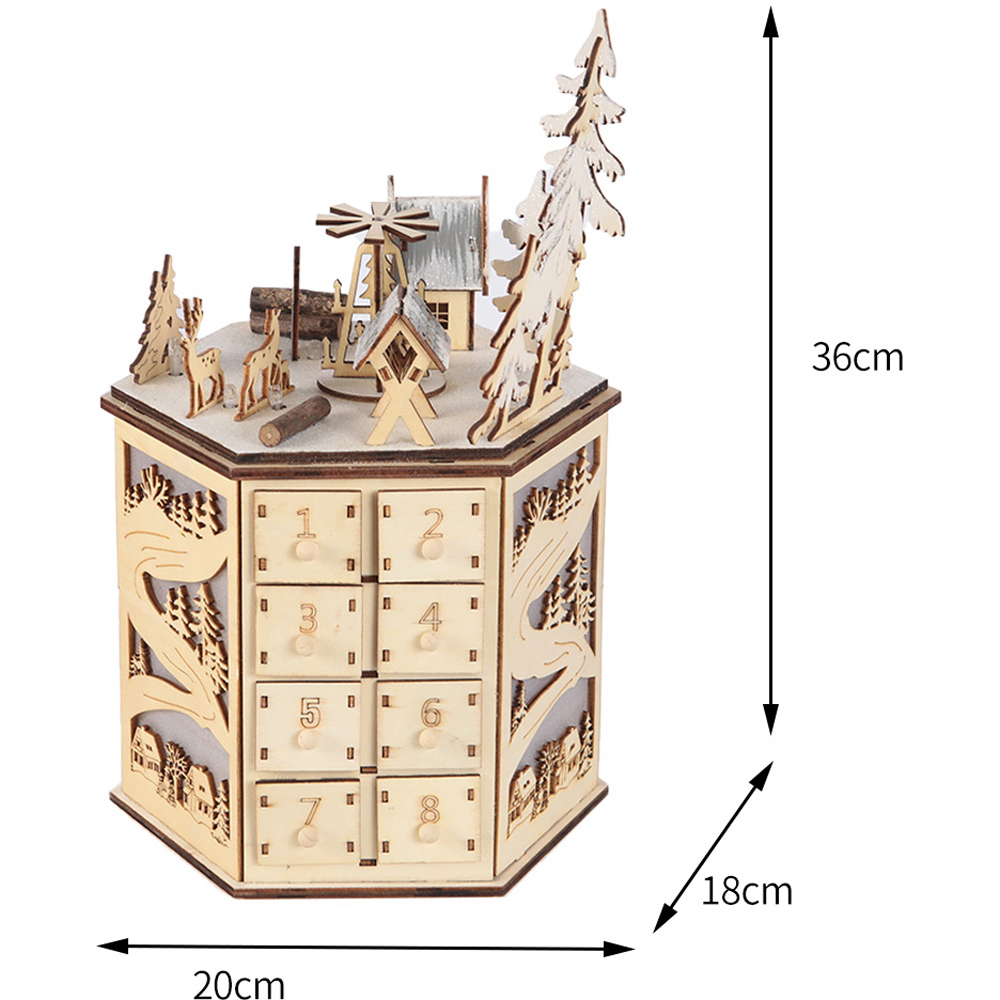 Living and Home LED Rotatable Wooden Christmas Advent Calendar Image 9