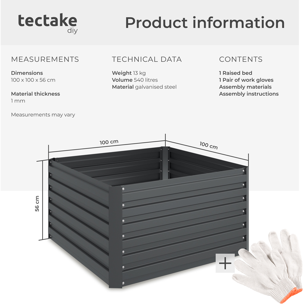 tectake Galvanised Raised Bed 540L Image 9