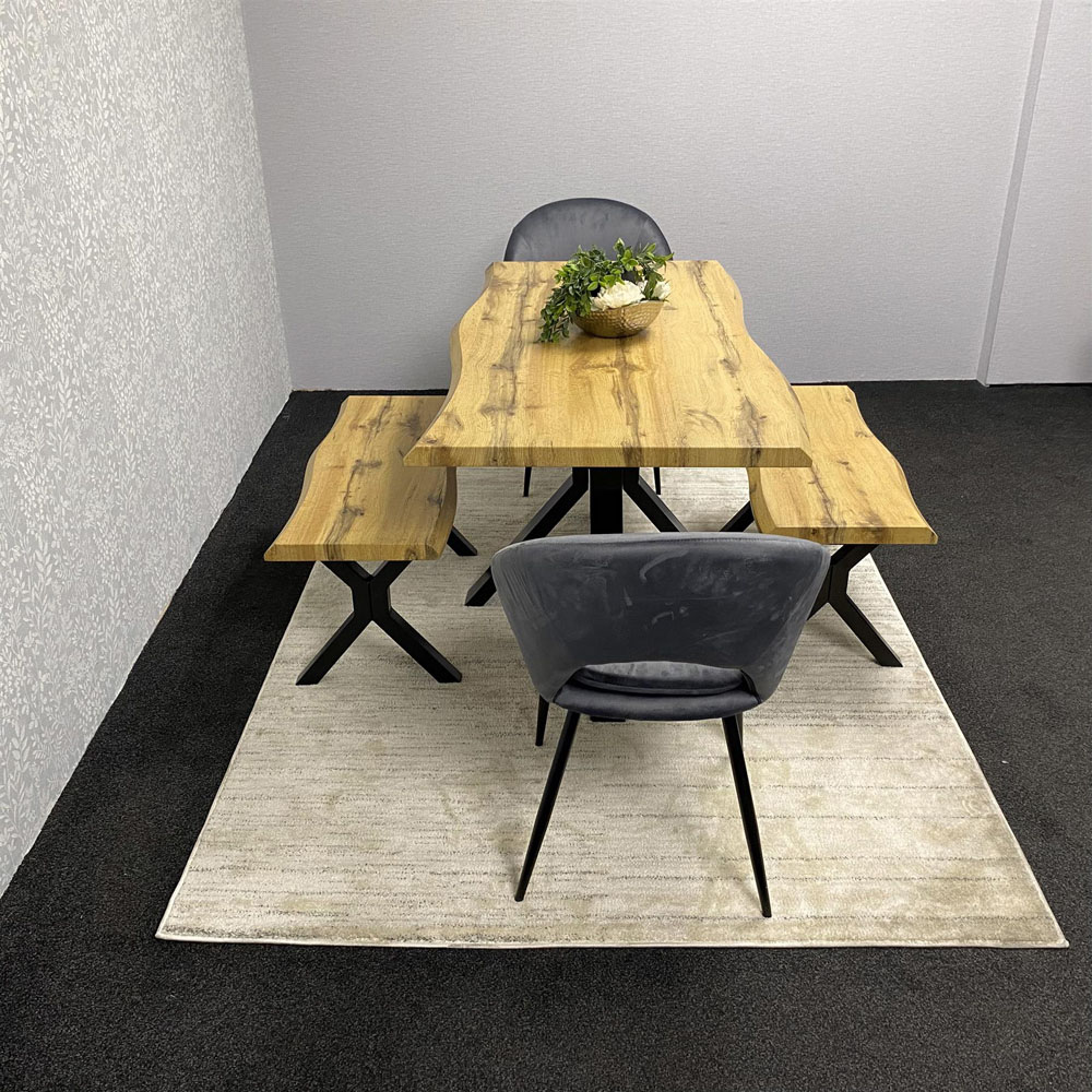 Kosy Koala 6 Seater Velvet Wooden Rectangle Dining Set with Bench Grey Image 5