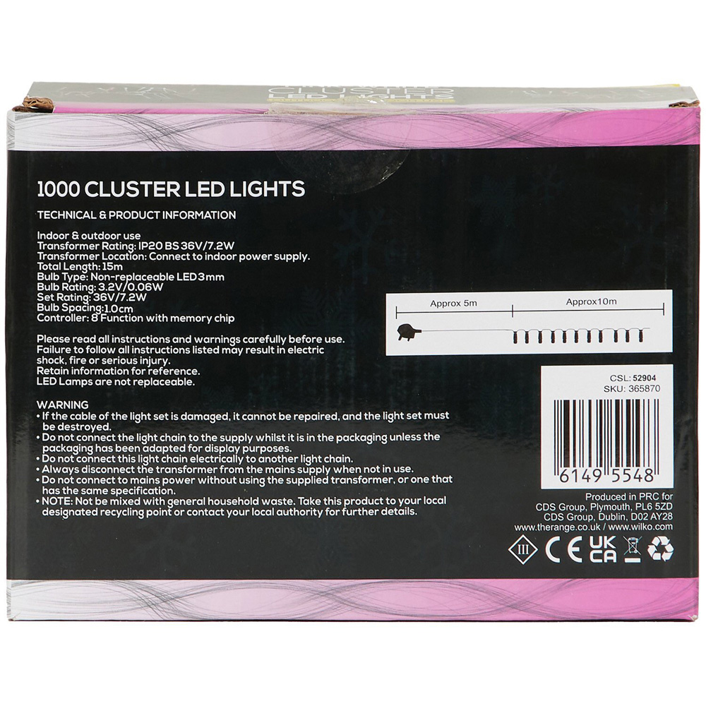 1000 Pink White LED Multi Function Cluster String Light Image 3