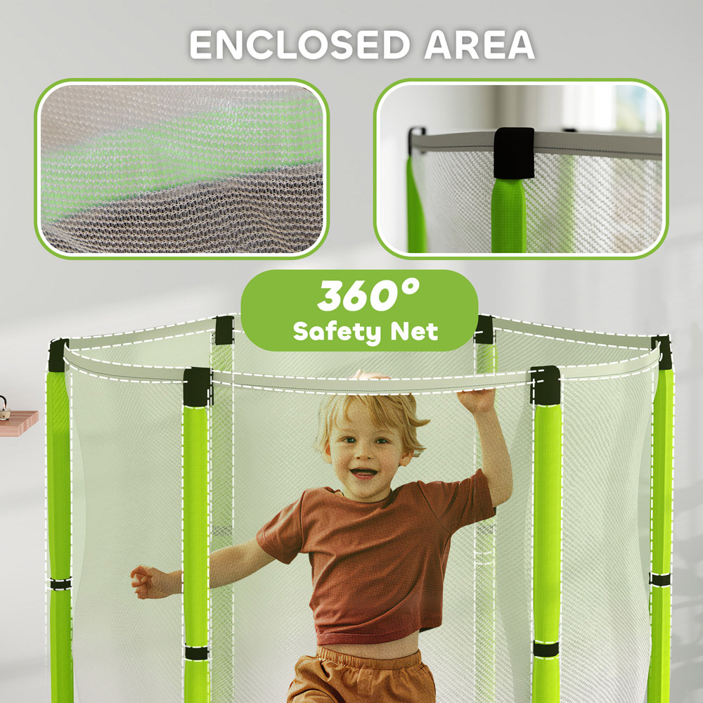 AIYAPLAY Kids 4.6ft Green Trampoline with Enclosure Image 6