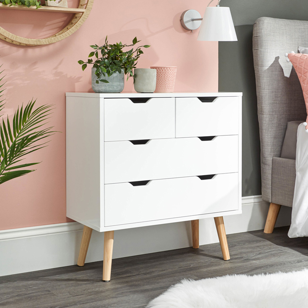 GFW Nyborg 4 Drawer White Chest of Drawers Image 9