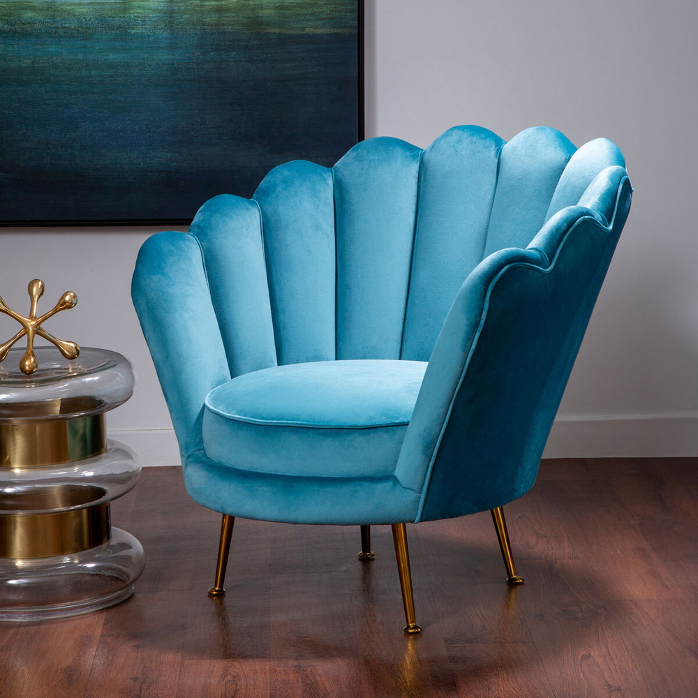 Premier Housewares Ovala Blue Scalloped Chair Image 7