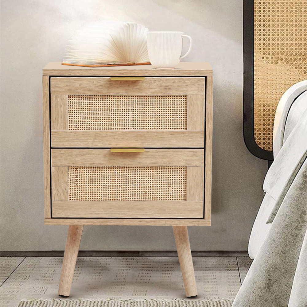 Living and Home 2 Pack 2 Drawer Rattan Side Cabinet Image 7
