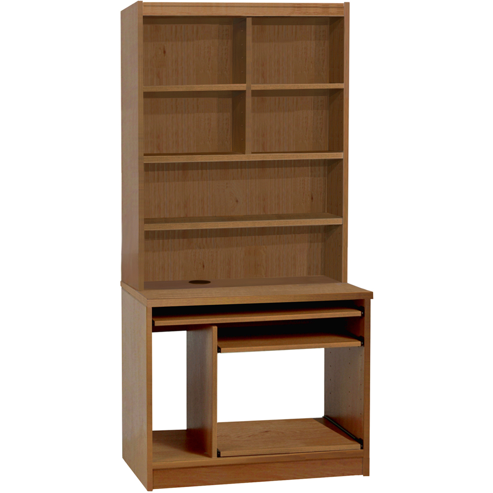 R White Cabinets 6 Shelf Computer Desk with Hutch Brown Image 2