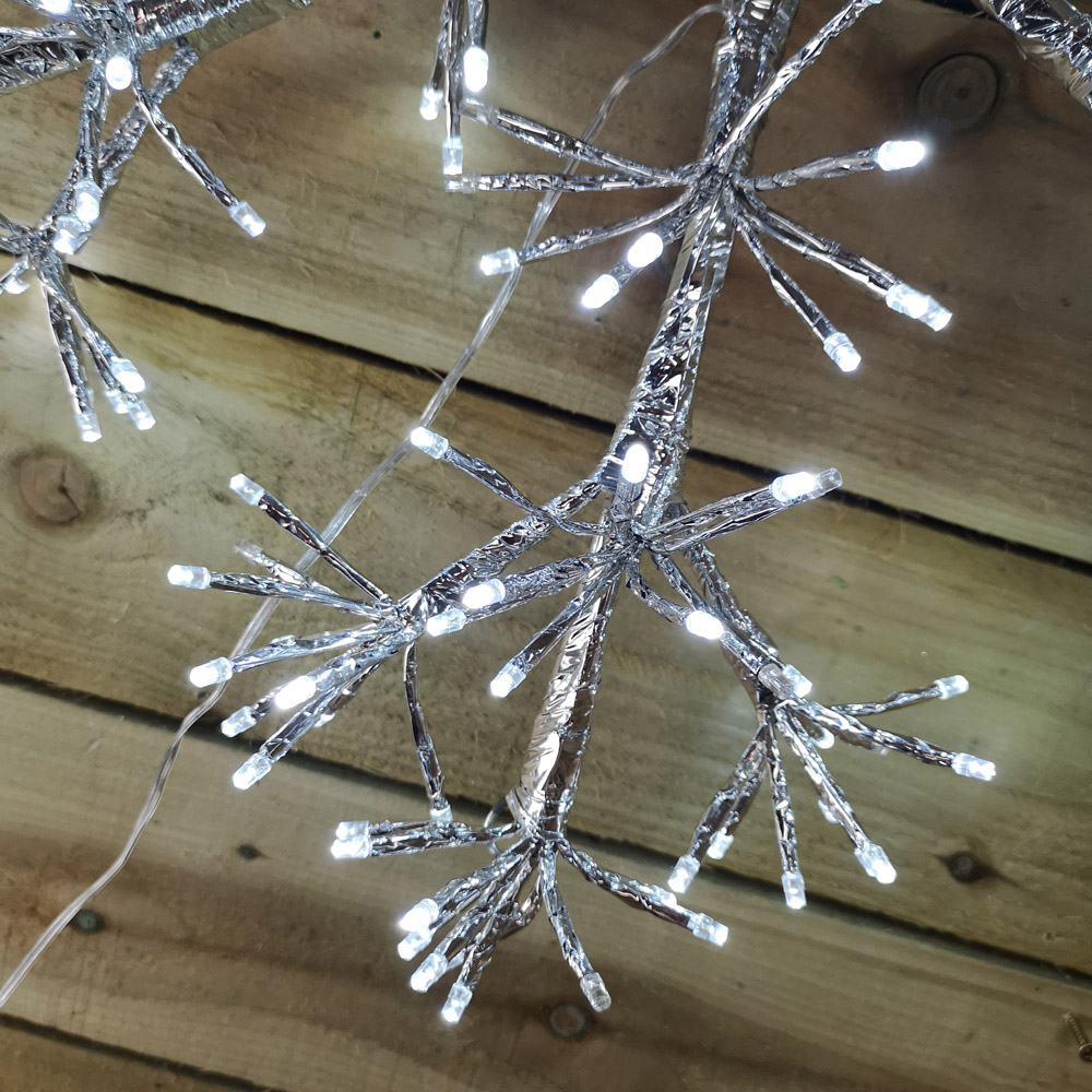 Premier 300 White LED Silver Starburst Snowflake Light 60cm Image 4