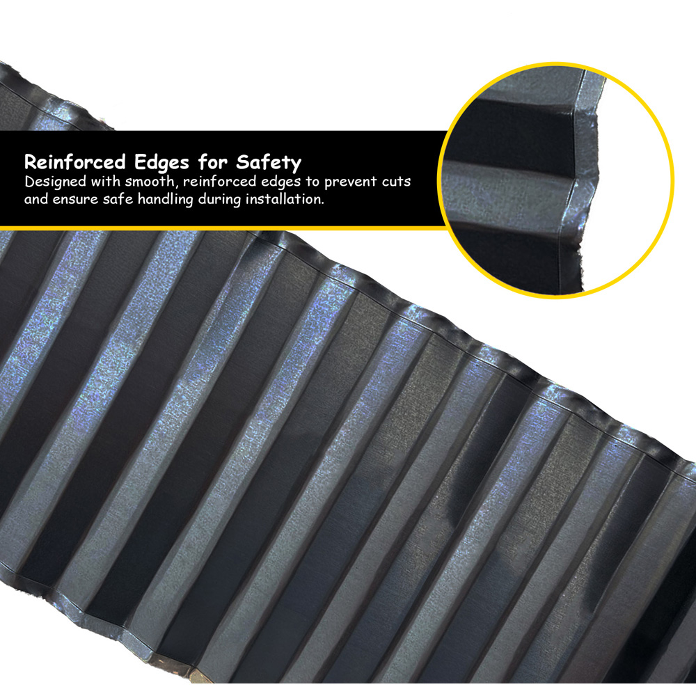 Nicoman Black Corrugated Metal Lawn Edging Garden Border Roll 5m Image 4