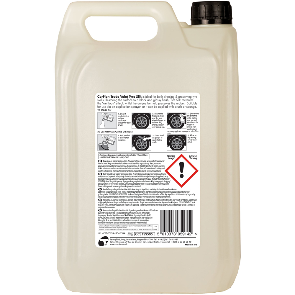 CarPlan Trade Valet Silk Tyre Shine Spray 5L Image 2