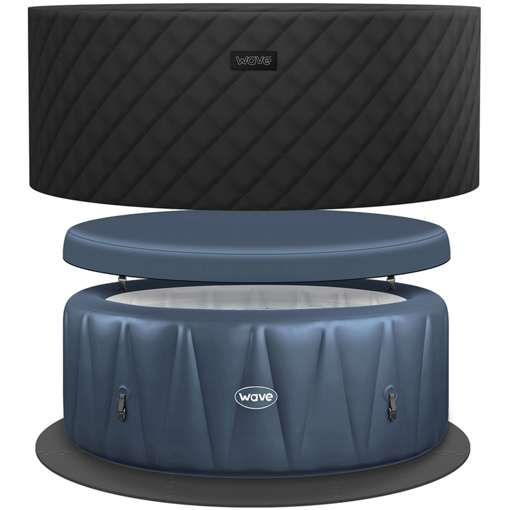 Wave Spas Atlantic 6 Person Navy Rattan Round Inflatable Hot Tub with EnergySave Bundle Image 3