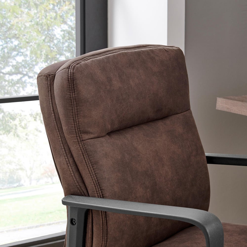 Furniturebox Racicot Brown Faux Leather Office Chair Image 2