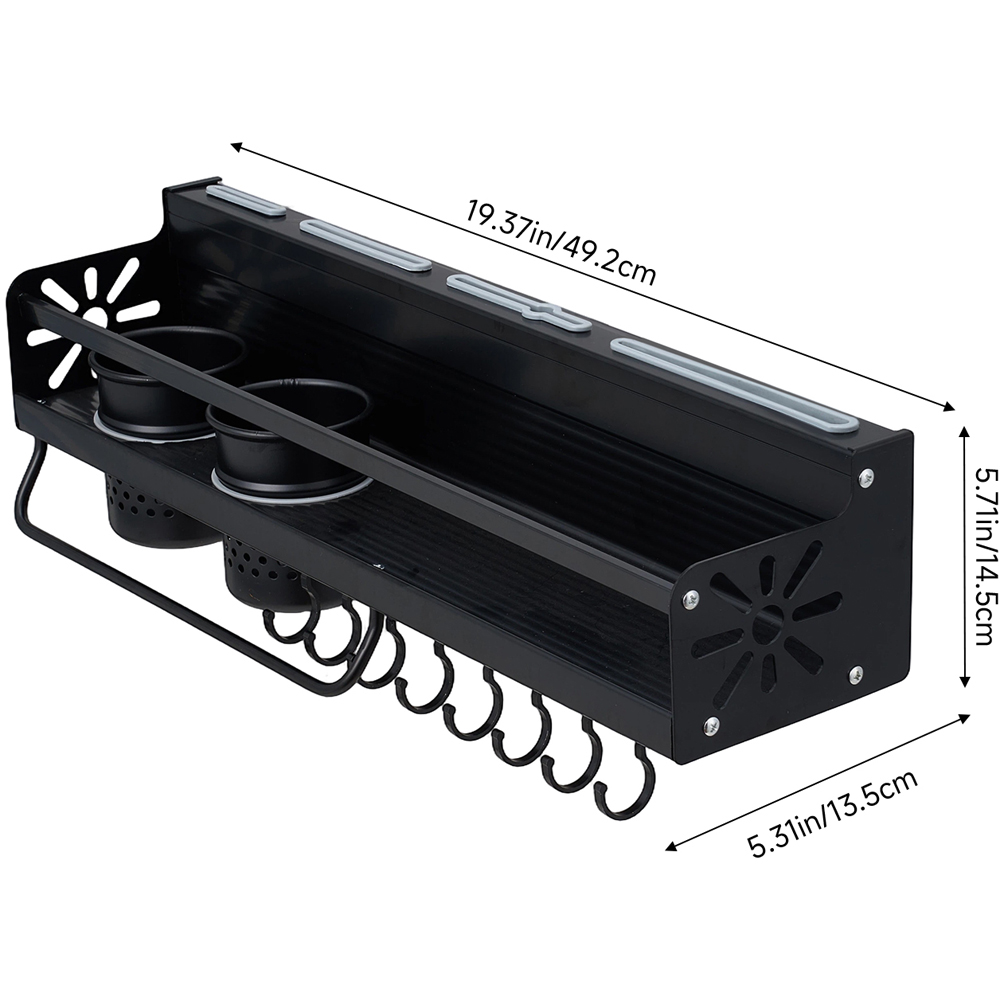 Living and Home Black Aluminium Kitchen Storage Rack with Knife Holder 49.2cm Image 9