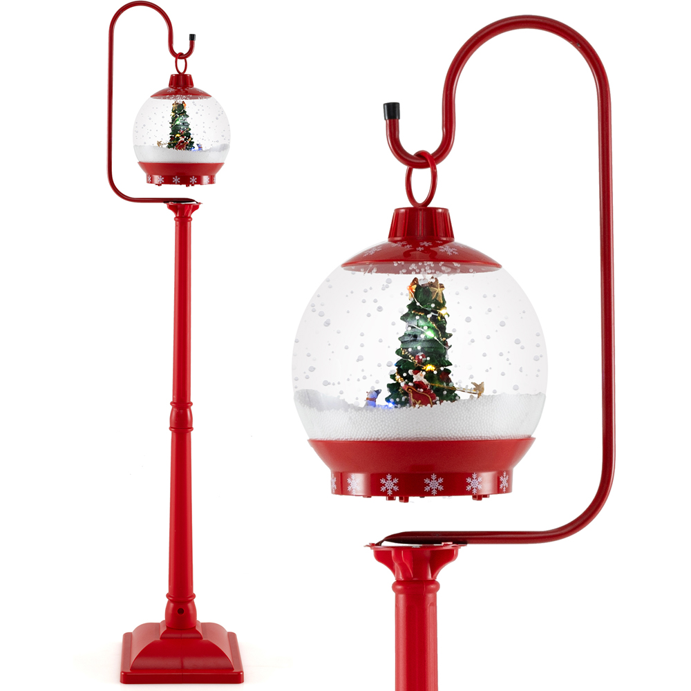 Costway Red Snow Globe Sound Activated LED Lamp Post Outdoor Christmas Decoration 5.7ft Image 3
