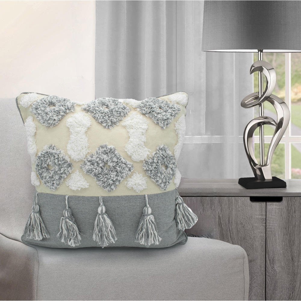 Intimates Alta Tufted Grey Filled Cushion 43 x 43cm 2 Pack Image 2