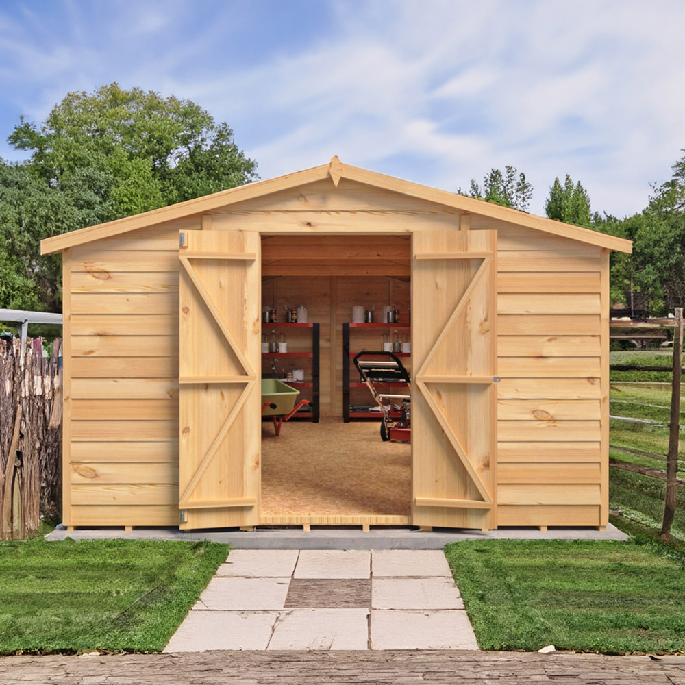 Shire 10 x 15ft Double Door Overlap Apex Wooden Shed with Window Image 5