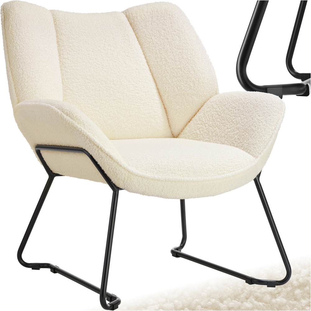 tectake Kjeld Cream Boucle Armchair Image 2